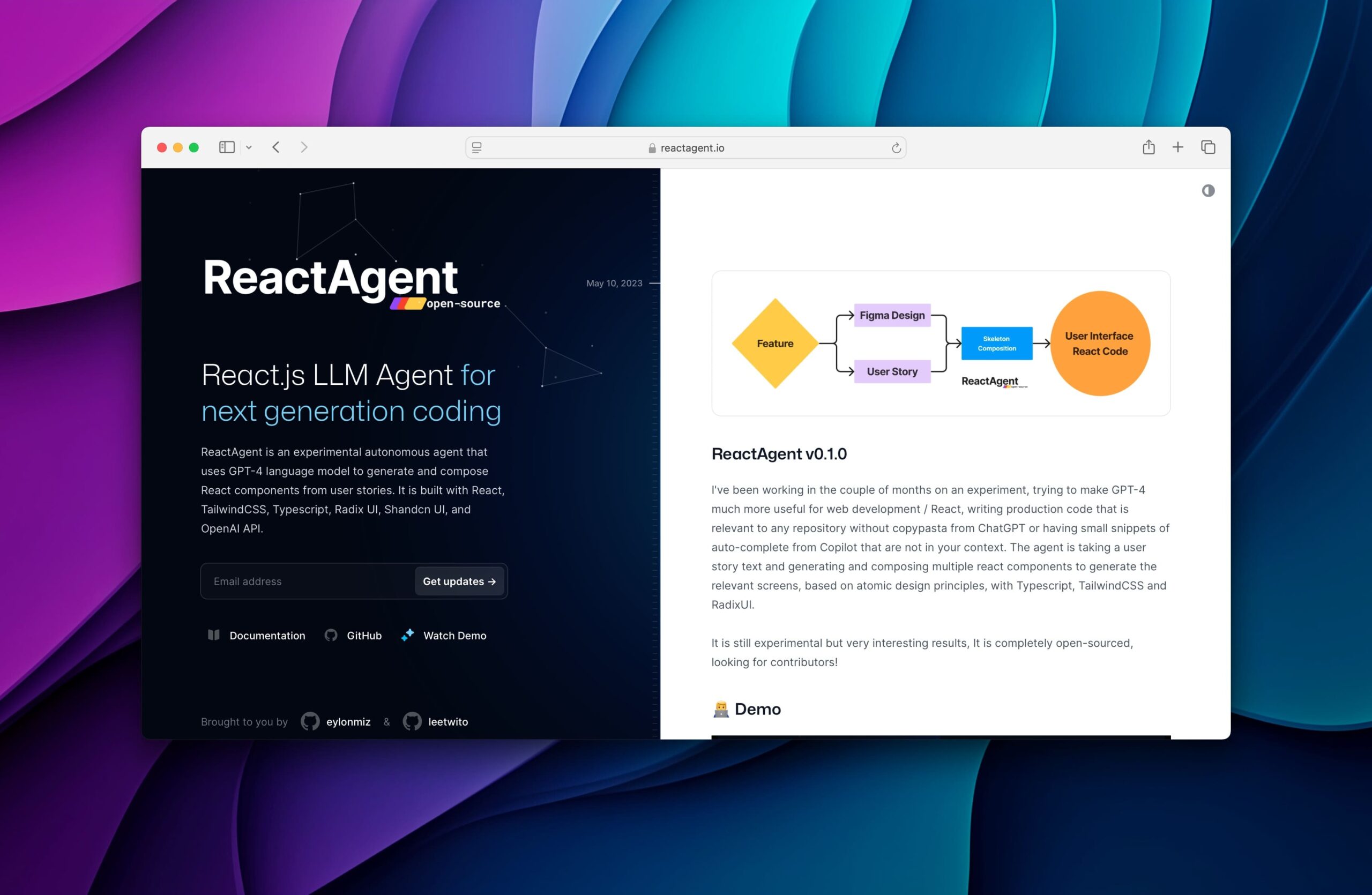 ReactAgent screenshot
