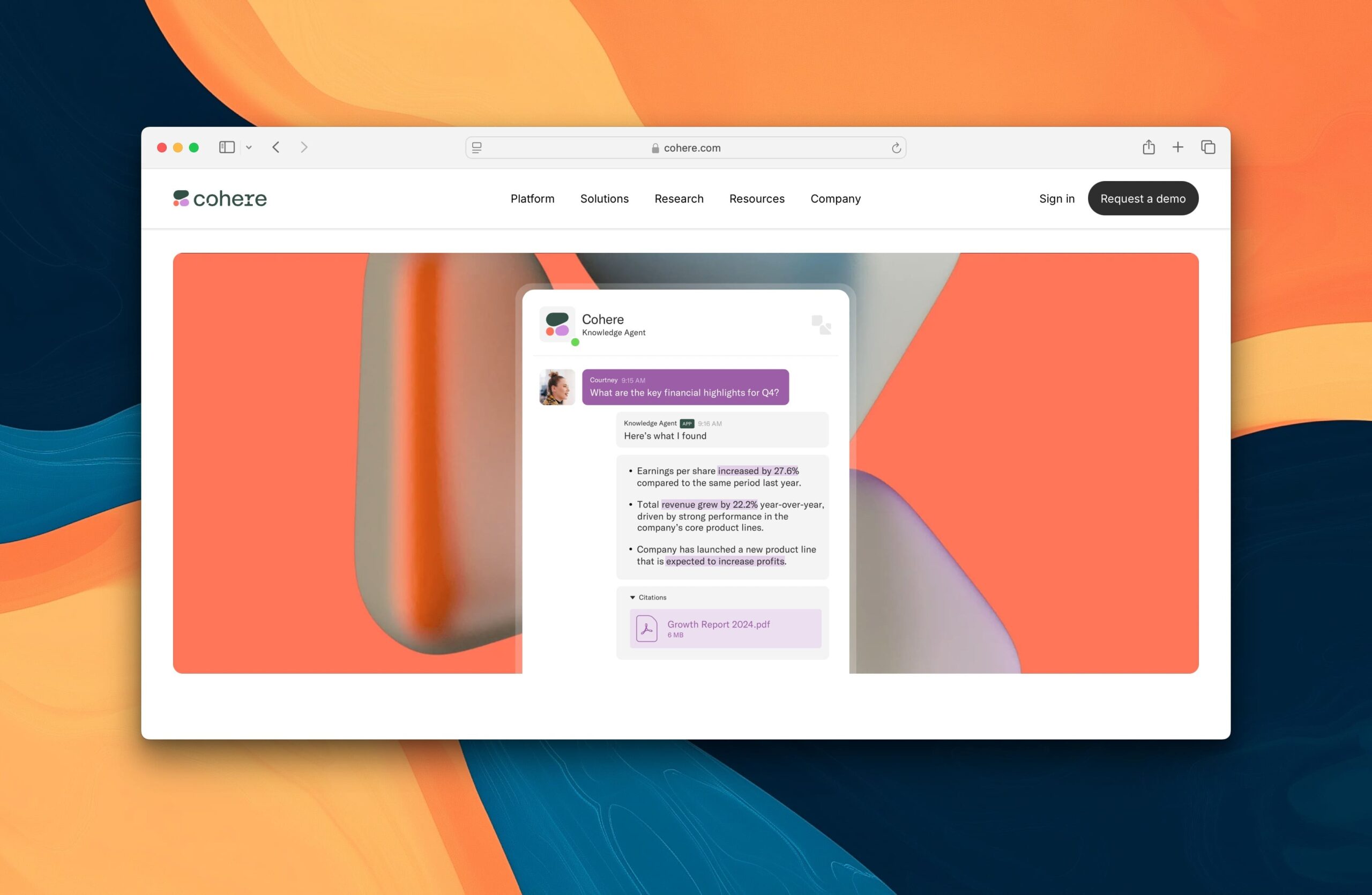 Cohere Command screenshot