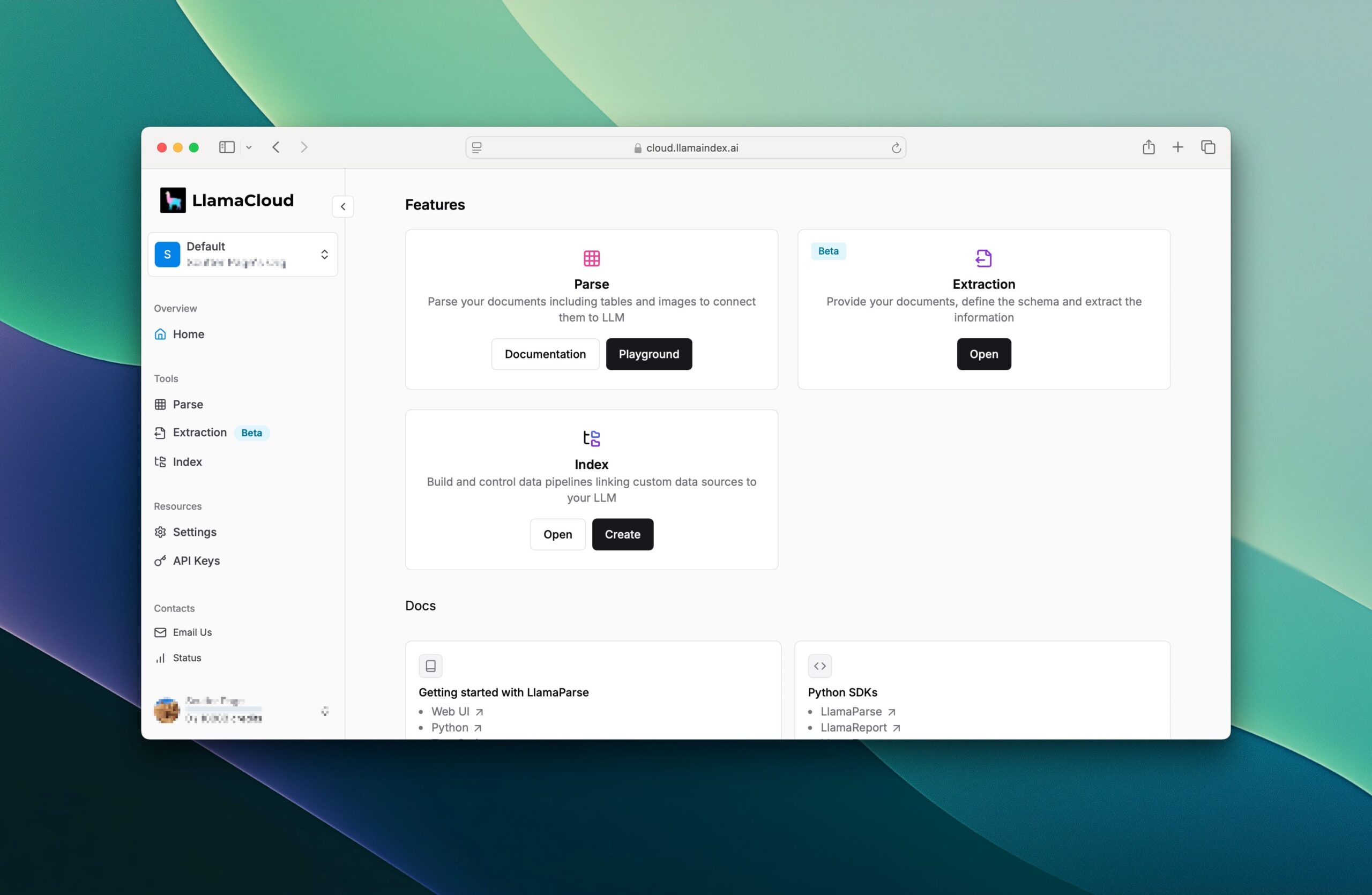 LlamaCloud screenshot